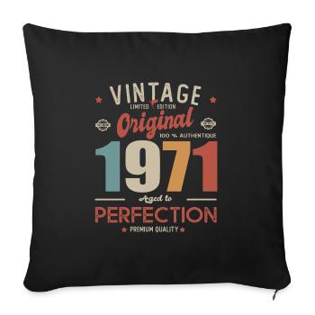 vintage original 1971 birthday gift 52 years - Sofa pillowcase 17,3'' x 17,3'' (45 x 45 cm) - black - Front