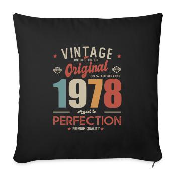 vintage original 1978 birthday gift 43 years - Sofa pillowcase 17,3'' x 17,3'' (45 x 45 cm) - black - Front