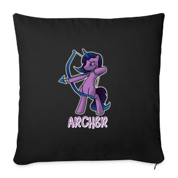 Archer Unicorn - Sofa pillowcase 17,3'' x 17,3'' (45 x 45 cm) - black - Front