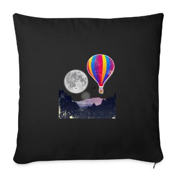 Ballon à air chaud lune ciel oxygène événements cadeau de fête - Housse de coussin décorative 45 x 45 cm - noir - Devant