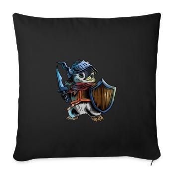 Ritter Pinguin Krieger Schwert Cavalier Rider Geschenk - Sofakissenbezug 45 x 45 cm - Schwarz - Vorne
