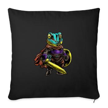 Ritter Frosch Schild Krieger Schwert Cavalier Geschenk - Sofakissenbezug 45 x 45 cm - Schwarz - Vorne