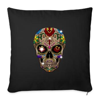 Zucker Schädel Tag der Toten Geschenk - Sofakissenbezug 45 x 45 cm - Schwarz - Vorne