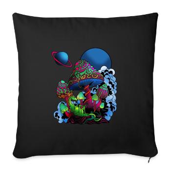 Psychedelic Magic Muschrooms Trippy Shrooms Gift - Sofa pillowcase 17,3'' x 17,3'' (45 x 45 cm) - black - Front