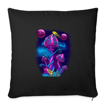 Psychedelic Magic Muschrooms Trippy Shrooms Gift - Sofa pillowcase 17,3'' x 17,3'' (45 x 45 cm) - black - Front