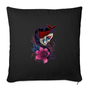 Zucker Schädel Mädchen Tag der Toten Geschenk - Sofakissenbezug 45 x 45 cm - Schwarz - Vorne