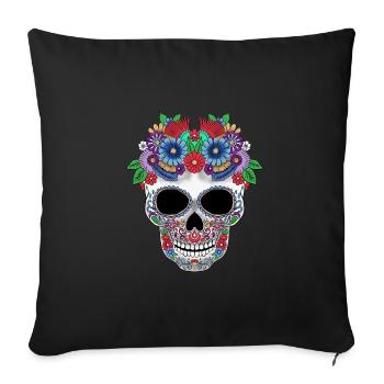 Zucker Schädel Tag der Toten Geschenk - Sofakissenbezug 45 x 45 cm - Schwarz - Vorne