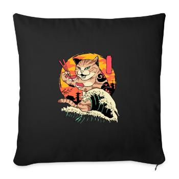 Sushi Cat Japonais Fish Food Asian Sushi Cadeau - Housse de coussin décorative 45 x 45 cm - noir - Devant