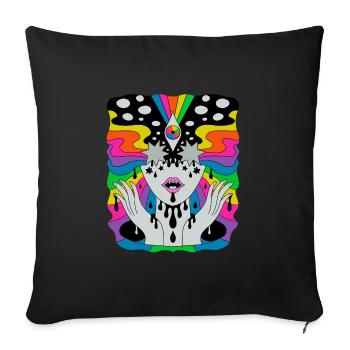 Cadeau psychédélique de festival coloré de Hippie Trippy - Housse de coussin décorative 45 x 45 cm - noir - Devant