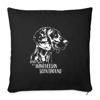 Loved by a Hanoverian Scenthound Dog Saying Dogs - Sofa pillowcase 17,3'' x 17,3'' (45 x 45 cm) - black - Front