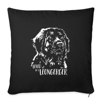 Loved by a Leonberger Hundespruch Hunde Wilsigns - Sofa pillowcase 17,3'' x 17,3'' (45 x 45 cm) - black - Front