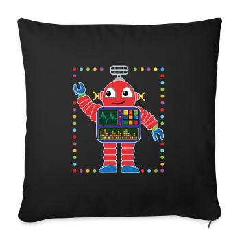 Small colorful robot - Sofa pillowcase 17,3'' x 17,3'' (45 x 45 cm) - black - Front