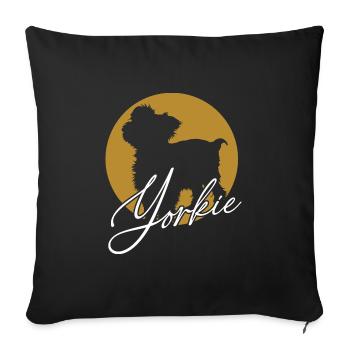 Adorable Yorkie on a color wheel with lettering - Sofa pillowcase 17,3'' x 17,3'' (45 x 45 cm) - black - Front