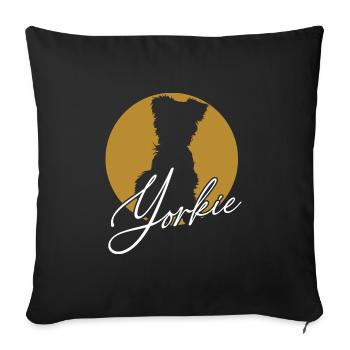 Adorable Yorkie in color wheel with lettering - Sofa pillowcase 17,3'' x 17,3'' (45 x 45 cm) - black - Front