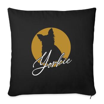Adorable Yorkie on a color wheel with lettering - Sofa pillowcase 17,3'' x 17,3'' (45 x 45 cm) - black - Front