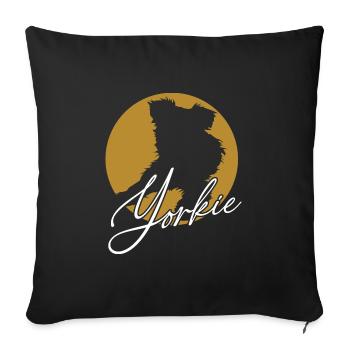 Adorable Yorkie on a color wheel with lettering - Sofa pillowcase 17,3'' x 17,3'' (45 x 45 cm) - black - Front