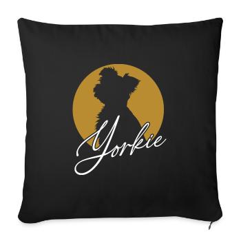 Adorable Yorkie on a color wheel with lettering - Sofa pillowcase 17,3'' x 17,3'' (45 x 45 cm) - black - Front