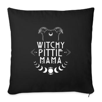 Witchy Pittie Mama Pitbull Hunde Hexe Hexen - Sofakissenbezug 45 x 45 cm - Schwarz - Vorne