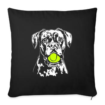 Boxer Ball Ball Junkie Dog Dogs Wilsigns - Sofa pillowcase 17,3'' x 17,3'' (45 x 45 cm) - black - Front