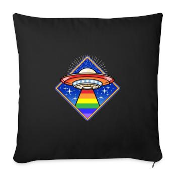 Gay Pride Ufo - Sofa pillowcase 17,3'' x 17,3'' (45 x 45 cm) - black - Front