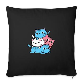 Trans Pride Katzen Geschenk für Transgender - Sofakissenbezug 45 x 45 cm - Schwarz - Vorne