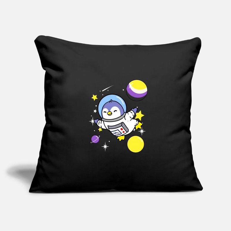 Nonbinary penguin in space Nonbinary Pride Sofa pillowcase 17,3'' x 17,3'' (45 x 45 cm)