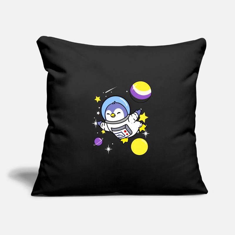 Nonbinary penguin in space Nonbinary Pride Sofa pillowcase 17,3'' x 17,3'' (45 x 45 cm)