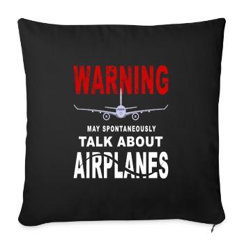 Warning May Start Spontaneously Talk About - Sofakissenbezug 45 x 45 cm - Schwarz - Vorne