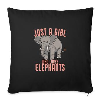Just A Girl Who Loves Elephants Funny Animal Lover - Sofa pillowcase 17,3'' x 17,3'' (45 x 45 cm) - black - Front