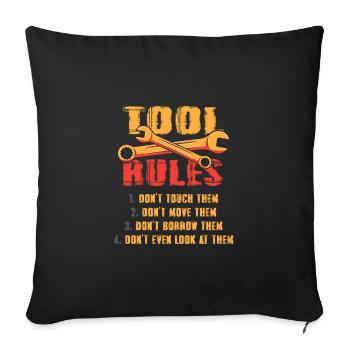 Funny Tools Rules Toolmaker Mechanic - Sofa pillowcase 17,3'' x 17,3'' (45 x 45 cm) - black - Front