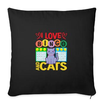 I Love Bingo And Cats Funny Bingo Player Cat Lover - Sofakissenbezug 45 x 45 cm - Schwarz - Vorne
