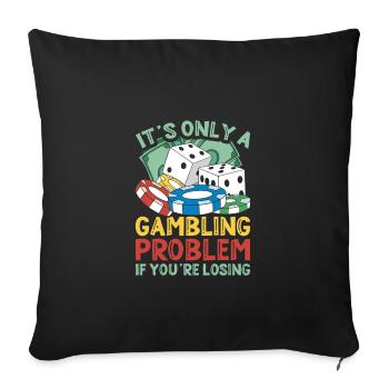 Drôle de problème de jeu Casino Poker - Housse de coussin décorative 45 x 45 cm - noir - Devant