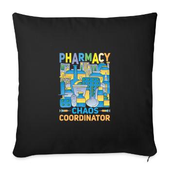 Coordinateur du chaos de la pharmacie Drôle de pharmacien - Housse de coussin décorative 45 x 45 cm - noir - Devant