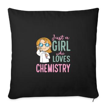 Juste une fille qui aime le laboratoire de chimie chimiste - Housse de coussin décorative 45 x 45 cm - noir - Devant