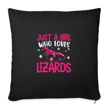 Juste une fille qui aime les lézards Drôle d’amant gecko - Housse de coussin décorative 45 x 45 cm - noir - Devant