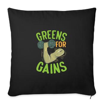 Greens For Gains Vegetarian Vegan Fitness - Sofakissenbezug 45 x 45 cm - Schwarz - Vorne