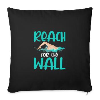 Portée du nageur pour l’équipe de natation murale - Housse de coussin décorative 45 x 45 cm - noir - Devant