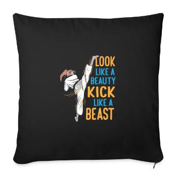 Looks Like A Beauty Kicks Like A Beast Funny - Sofa pillowcase 17,3'' x 17,3'' (45 x 45 cm) - black - Front