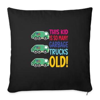 Camion à ordures garçon d’anniversaire 3 - Housse de coussin décorative 45 x 45 cm - noir - Devant
