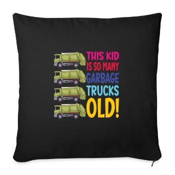 Camion à ordures garçon d’anniversaire 4 - Housse de coussin décorative 45 x 45 cm - noir - Devant