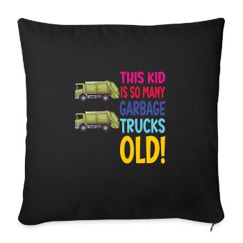 Camion à ordures Garçon d’anniversaire 2 - Housse de coussin décorative 45 x 45 cm - noir - Devant
