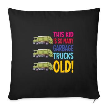Camion à ordures garçon d’anniversaire 3 - Housse de coussin décorative 45 x 45 cm - noir - Devant