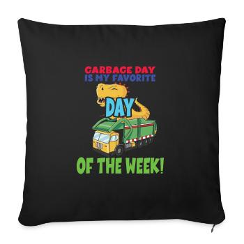 Garçon d’anniversaire de camion à ordures - Housse de coussin décorative 45 x 45 cm - noir - Devant