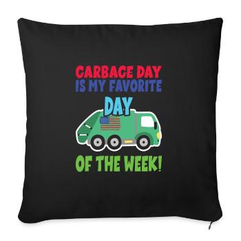 Garçon d’anniversaire de camion à ordures - Housse de coussin décorative 45 x 45 cm - noir - Devant
