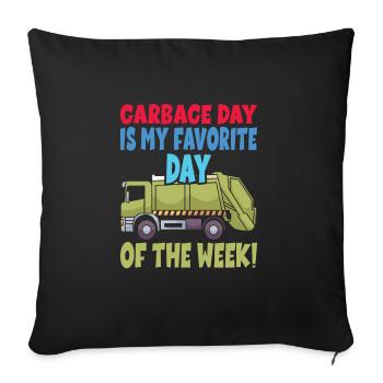 Garçon d’anniversaire de camion à ordures - Housse de coussin décorative 45 x 45 cm - noir - Devant