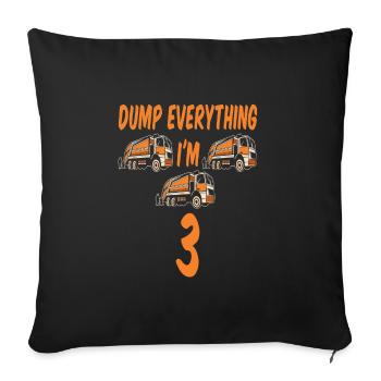 Camion à ordures garçon d’anniversaire 3 - Housse de coussin décorative 45 x 45 cm - noir - Devant