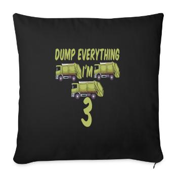 Camion à ordures garçon d’anniversaire 3 - Housse de coussin décorative 45 x 45 cm - noir - Devant