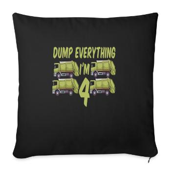 Camion à ordures garçon d’anniversaire 4 - Housse de coussin décorative 45 x 45 cm - noir - Devant