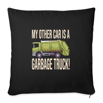 Garçon d’anniversaire de camion à ordures - Housse de coussin décorative 45 x 45 cm - noir - Devant