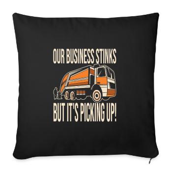 Garçon d’anniversaire de camion à ordures - Housse de coussin décorative 45 x 45 cm - noir - Devant